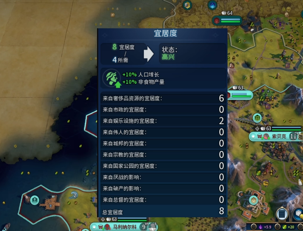 文明6宜居度有什么影响