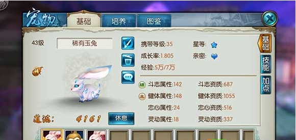 诛仙手游稀有玉兔怎么加点